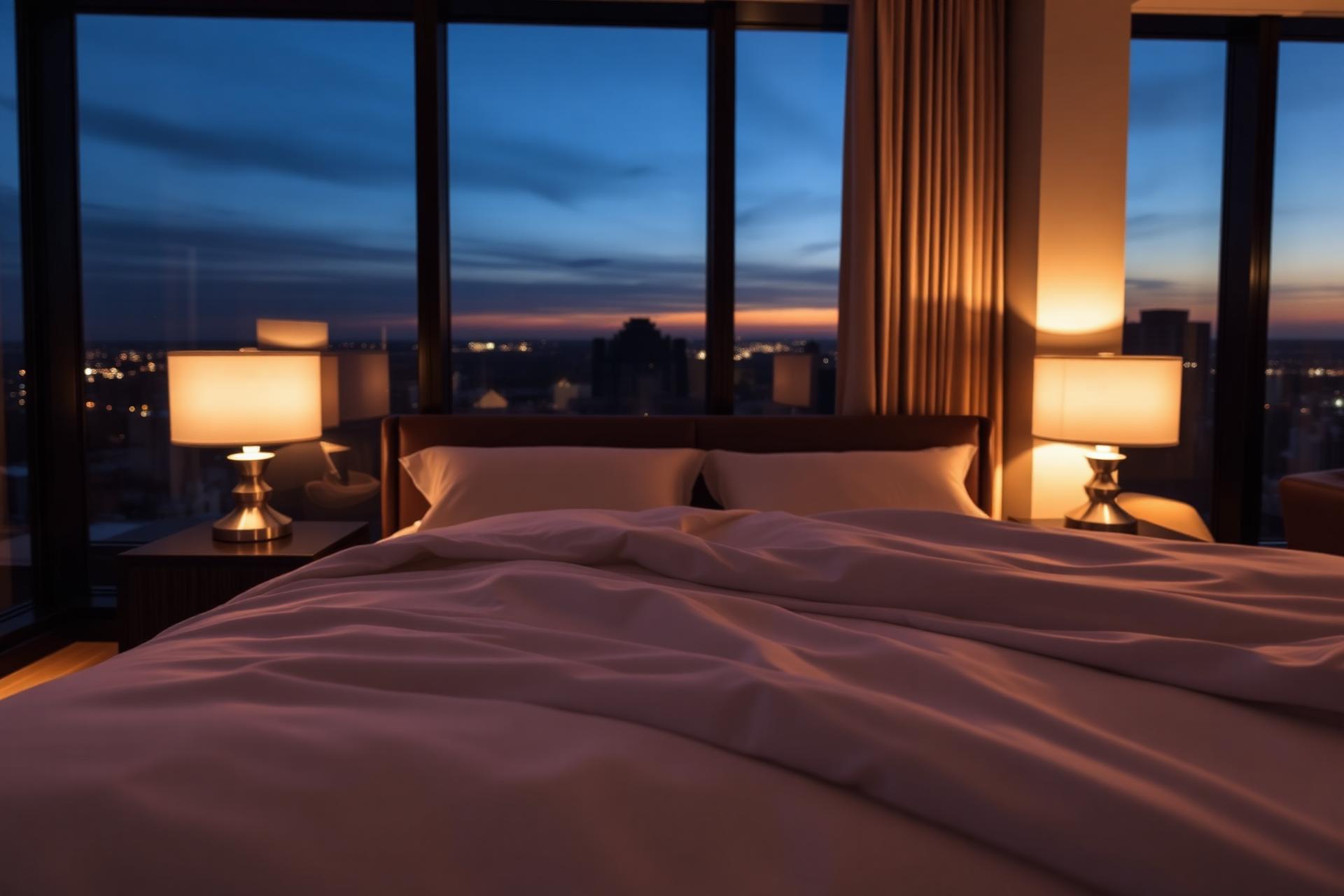 Luxury hospitality suite at dusk