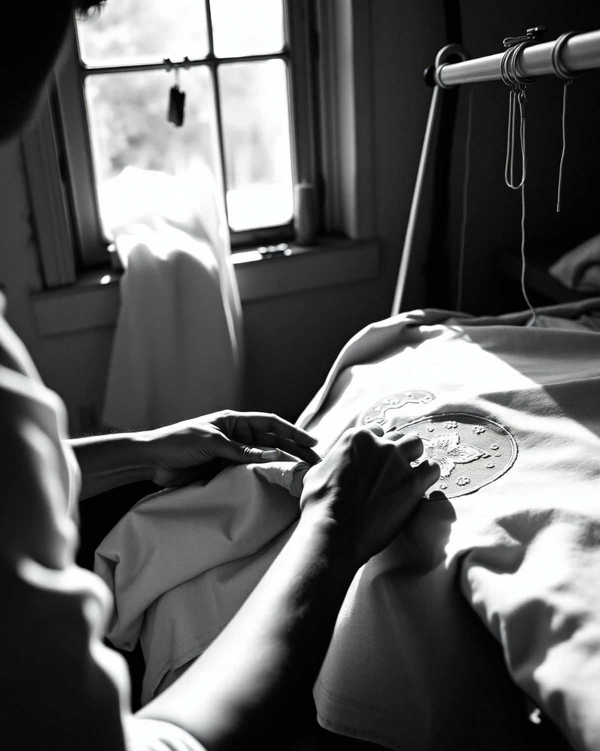 Hands crafting embroidery